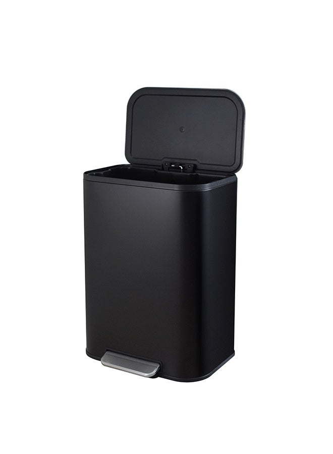 ايست من نون سلة مهملات بقدرة 50 لتر مطلية بالبودرة مع دافع للقدم للمطبخ، غطاء يغلق برفق مع وظيفة البقاء مفتوحًا، سلة بدون استخدام اليدين، 44.8 سم طول × 34.1 سم عرض × 61.2 سم ارتفاع، أسود غير لامع - Image 2